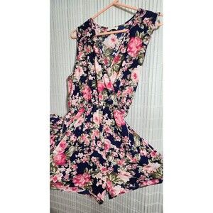 KTOO Women Maxi Dress Over Shorts Floral Size Large Lightweight Romper. New